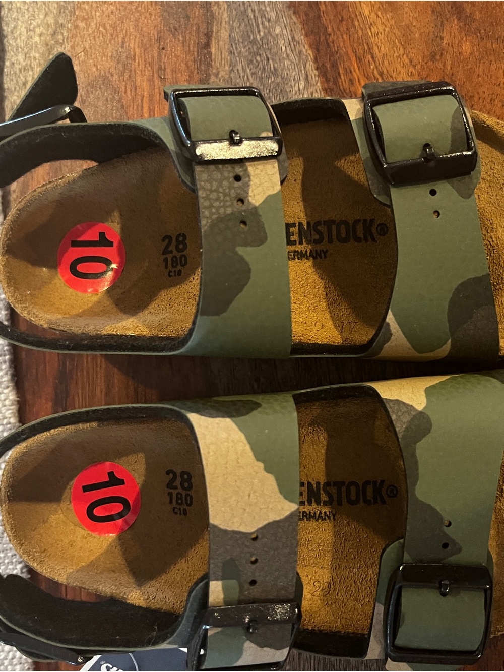 Birkenstock NWT Kids Camouflage Two-Strap Sandals - Green